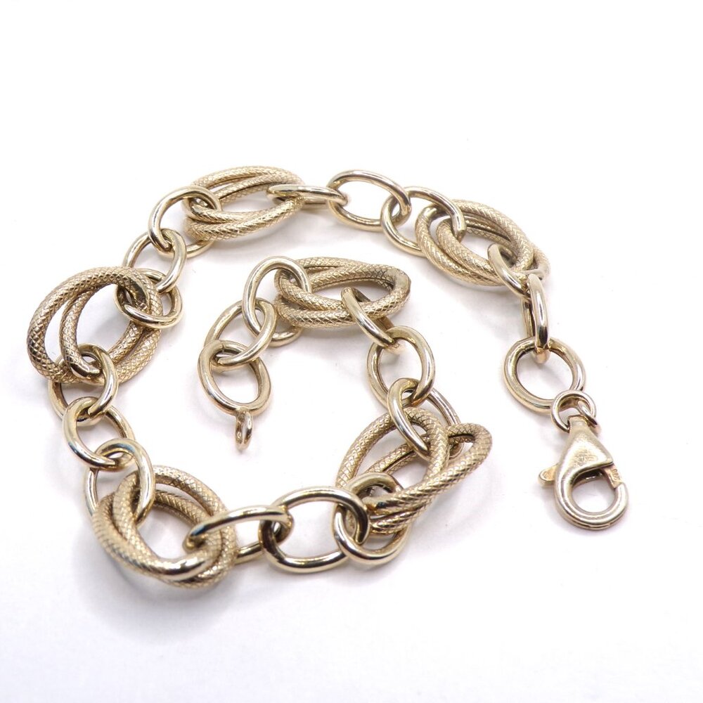 Gold Finish 925 Technibond Oval link Bracelet, Vintage Silver Bracelet 8' L